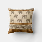 金ゴールド象タイガーシエレガントックかわいらしモノグラム クッション (裏面)