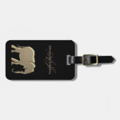 金ゴールド象モノグラムのシック黒 ラゲッジタグ (正面横)