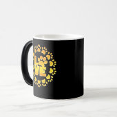 金ゴールド豪華な装飾ドッグポー光沢のあるプリントブラック モーフィングマグカップ (正面左)