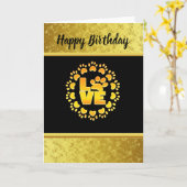 金ゴールド豪華な装飾ドッグポー金ゴールドフォイルとブラック カード (黄色い花)