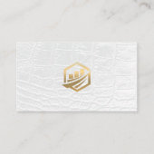 金ゴールド財務アイコン | 白黒レザーエグゼクティブ 名刺 (正面)