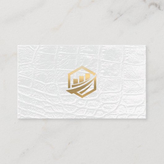 金ゴールド財務アイコン | 白黒レザーエグゼクティブ 名刺 (正面)