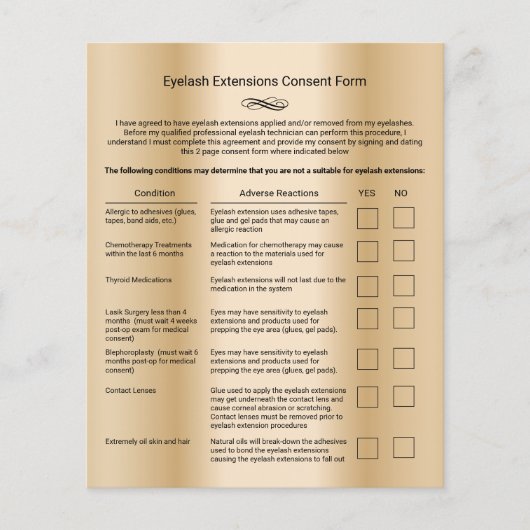 金ゴールド責任放棄まつ毛延長サロン チラシ (正面)