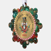 金ゴールド赤いクリスマスくるみ割り、グリッターフレーム オーナメントカード (左)