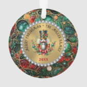 金ゴールド赤いクリスマスくるみ割り、グリッターフレーム オーナメント (裏面)