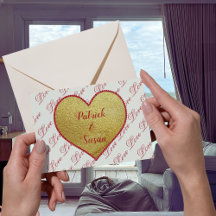 金ゴールド赤いハートキュートエレガントヴィンテージバレンタインデー