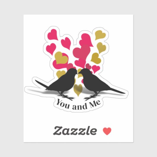 金ゴールド赤いハートラブバーズバレンタイン シール (シート)