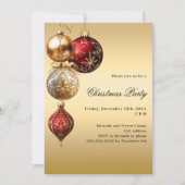 金ゴールド赤いボーブルのクリスマスパーティー 招待状 (正面)