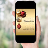 金ゴールド赤いボーブルのクリスマスパーティー 招待状