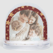 金ゴールド赤い家族の写真メリークリスマススノーグローブ (裏面)
