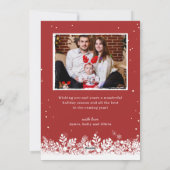 金ゴールド赤い白い雪片メリークリスマスフォト シーズンカード (裏面)