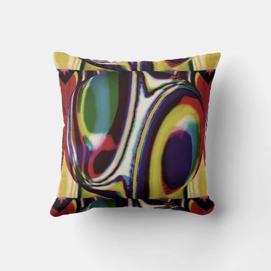 金ゴールド赤い緑の紫の黒の幾何学円 クッション (裏面)