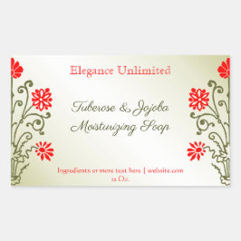 金ゴールド赤い編集可能な石鹸またはクラフトステッカー 長方形シール