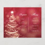 金ゴールド赤きらめくクリスマスツリー招待状プログラムメニュー チラシ (裏面)