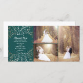 金ゴールド赤ちゃんの息のティール(緑がかった色)結婚の写真ありがとう サンキューカード (正面/裏面)