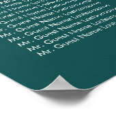 金ゴールド赤ちゃんの息のティール（緑がかった色）結婚の座席表 ポスター (角)