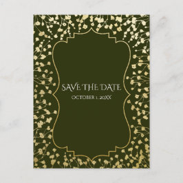 金ゴールド赤ちゃんの息のフローラ素朴の緑の救日 案内ポストカード