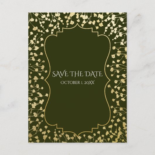 金ゴールド赤ちゃんの息のフローラ素朴の緑の救日 案内ポストカード (正面)