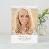 金ゴールド赤ちゃんの息の白い写真卒業 招待状 (スタンド正面)