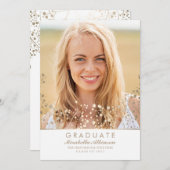 金ゴールド赤ちゃんの息の白い写真卒業 招待状 (正面/裏面)