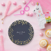 金ゴールド赤ちゃんの息素朴フローラブルー結婚 ペーパープレート (パーティー)