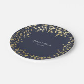 金ゴールド赤ちゃんの息素朴フローラブルー結婚 ペーパープレート (アングル)