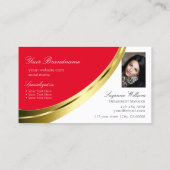 金ゴールド赤と白デコールとモノグラムと写真 名刺 (裏面)