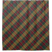 金ゴールド赤と緑のクリスマスプレドプリント シャワーカーテン (正面)