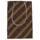 金ゴールド赤と緑のクリスマスプレドプリント ミディアムペーパーバッグ (正面)