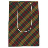 金ゴールド赤と緑のクリスマスプレドプリント ミディアムペーパーバッグ (裏面)