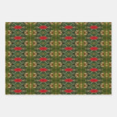 金ゴールド赤と緑 ラッピングペーパーシート (正面2)