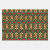 金ゴールド赤と緑 ラッピングペーパーシート (正面)