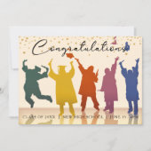 金ゴールド赤の卒業式のシルエット発表 招待状 (正面)