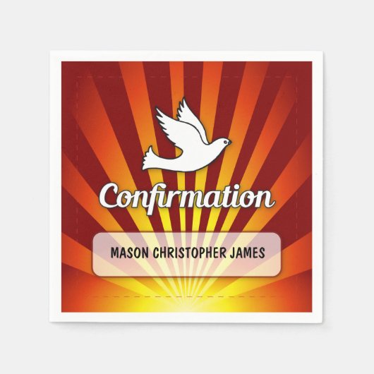 金ゴールド赤の確認書 スタンダードカクテルナプキン (正面)