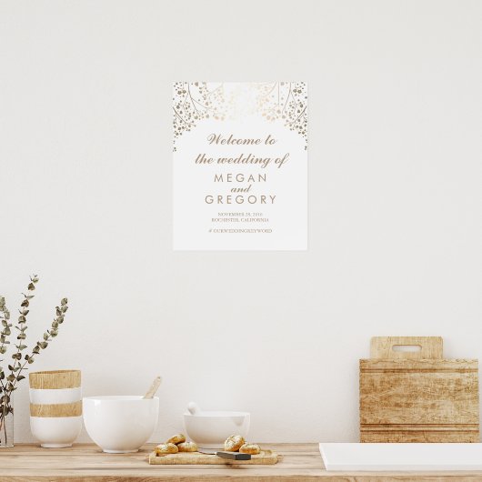 金ゴールド赤ん坊の息結婚のウェルカムサインポスター ポスター (キッチン)