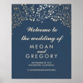 金ゴールド赤ん坊の息結婚海軍の歓迎サイン ポスター (正面)