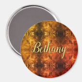 金ゴールド赤エレガントテクスチャガラスルック名前をカスタムする マグネット (正面/裏面)