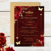 金ゴールド赤エレガントフローラ蝶キンセアニェラ 箔招待状