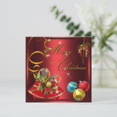 金ゴールド赤クリスマスパーティー 招待状 (スタンド正面)