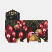 金ゴールド赤グリッターバルーン2021卒業パーティー フェイバーボックス (折り畳みなし)