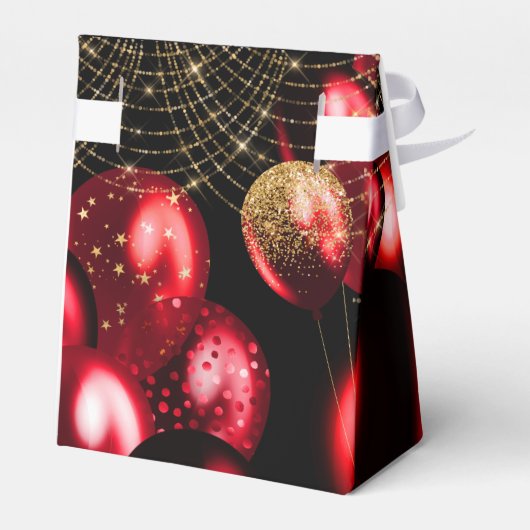 金ゴールド赤グリッター風船卒業パーティー フェイバーボックス (裏面サイド)