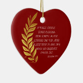 金ゴールド赤シャイニーフローラハッピーホリデイズ詩篇30:1 セラミックオーナメント (右)