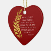 金ゴールド赤シャイニーフローラハッピーホリデイズ詩篇30:1 セラミックオーナメント (左)