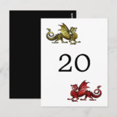 金ゴールド赤ドラゴンテーブル番号葉書 ポストカード (正面/裏面)