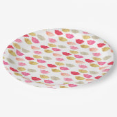 金ゴールド赤ピンクの水色の唇 ペーパープレート (アングル)