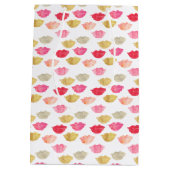 金ゴールド赤ピンクの水色の唇 ミディアムペーパーバッグ (裏面)