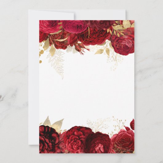 金ゴールド赤フローラ縁ど60誕生日 招待状 (裏面)