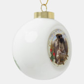 金ゴールド赤ポインセチアの木々がクリスマスの写真を火花 セラミックボールオーナメント (左)