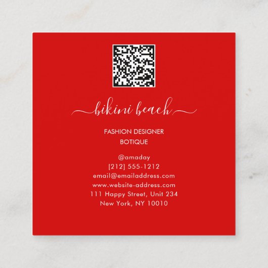 金ゴールド赤ランジェリービーチ衣装下着ショップQR スクエア名刺 (裏面)