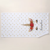 金ゴールド赤一角 ビーチタオル (正面)